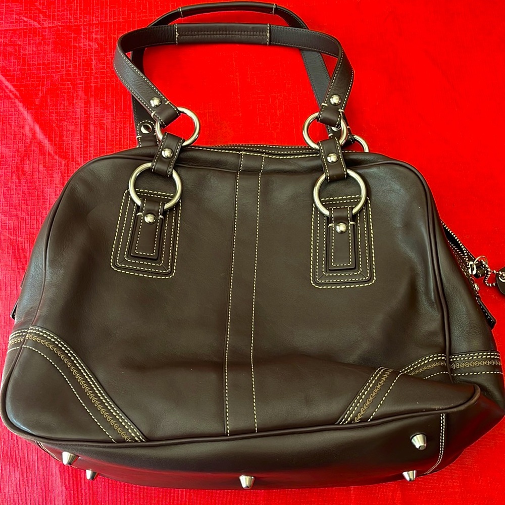 Coach chocolate brown leather bag